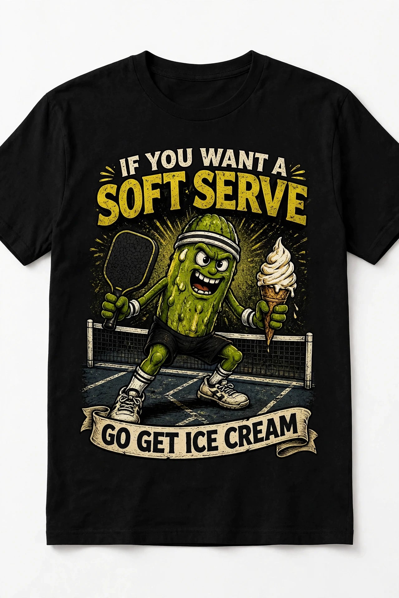 If You Want a Soft Serve, Go Get Ice Cream™ Funny Pickleball T-Shirt