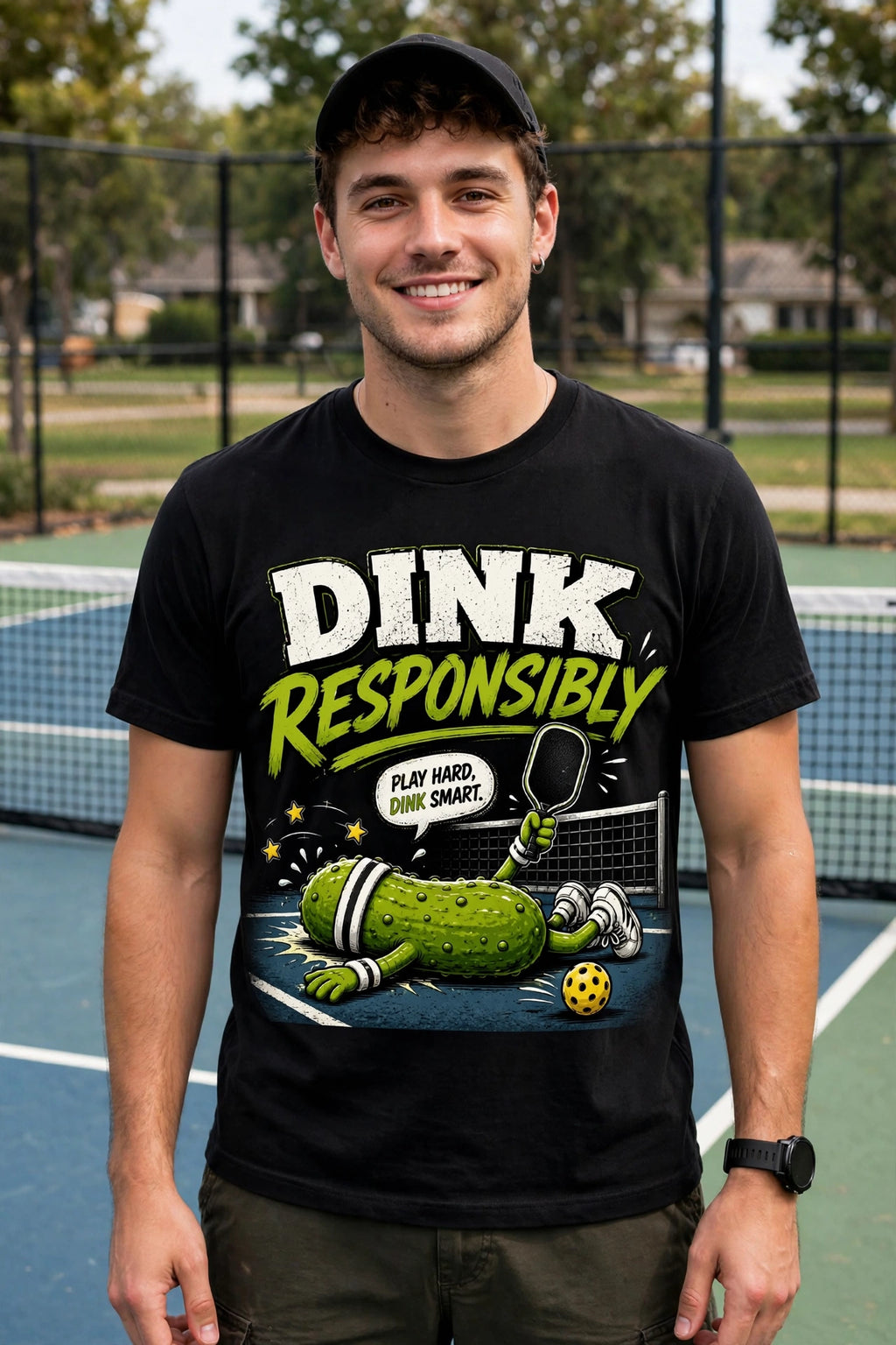 Dink Responsibly Funny Pickleball T-Shirt