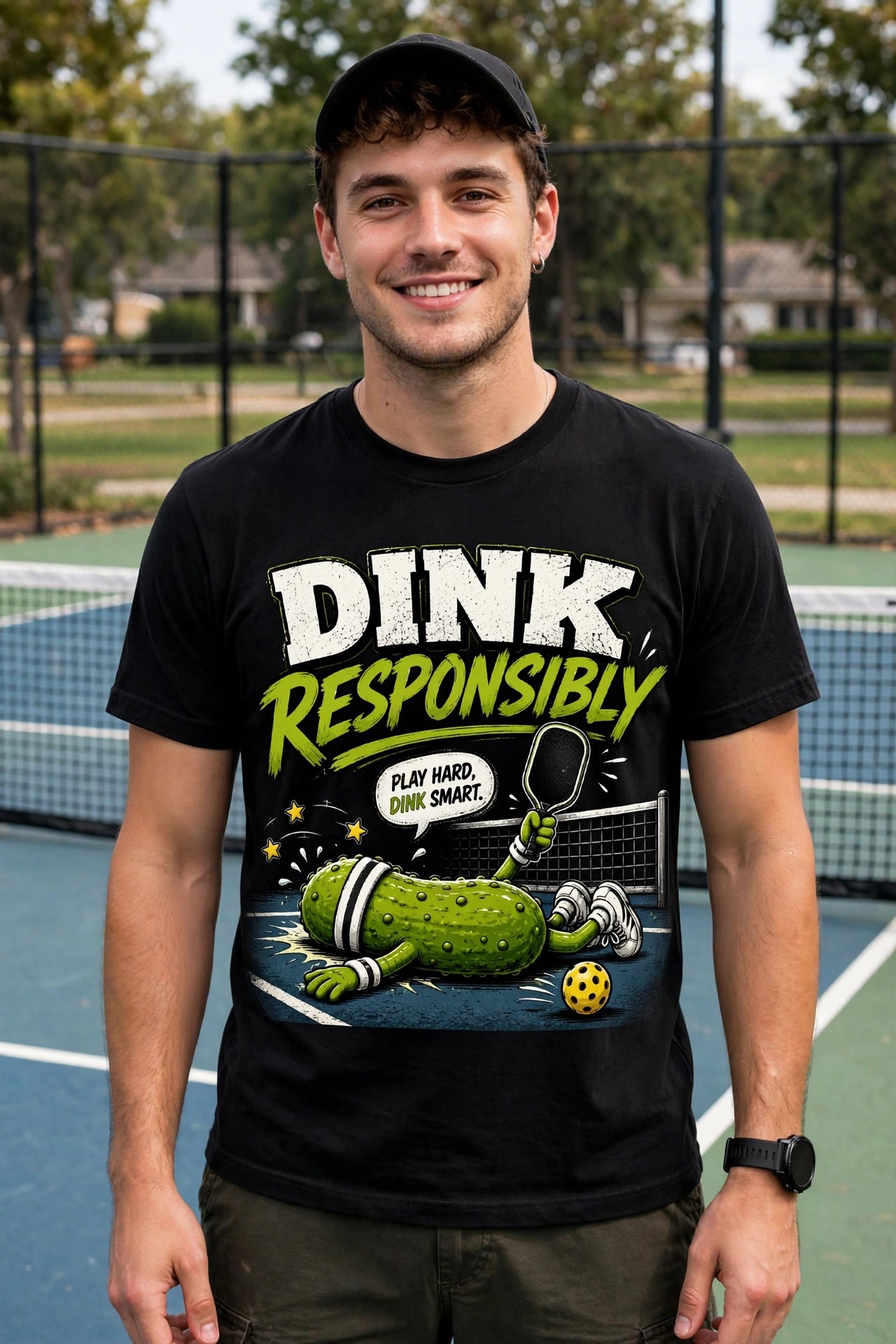Dink Responsibly Funny Pickleball T-Shirt