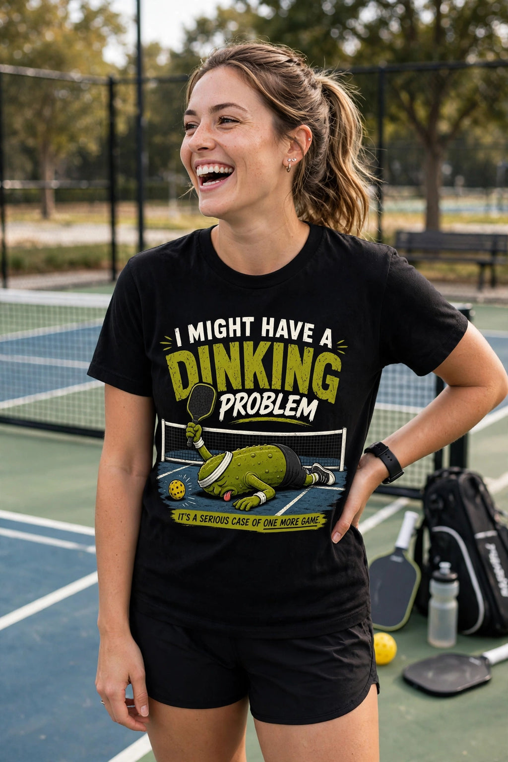 I Might Have a Dinking Problem™ Funny Pickleball Print T-Shirt