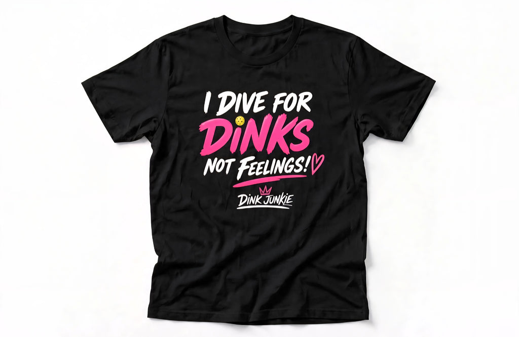 Dink Junkie™ “I Dive for Dinks, Not Feelings” T-Shirt